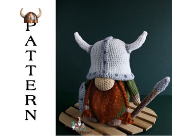 Crochet Viking gnome pattern, amigurumi Viking pattern