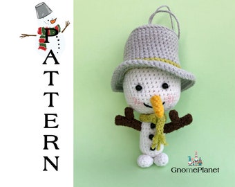 Crochet Snowman Ornament Pattern, Amigurumi Christmas Decoration (PDF Pattern)
