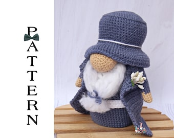 Groom Gnome Pattern, Crochet wedding Gnome