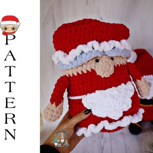 crochet Christmas Mrs. Claus gnome pattern, amigurumi plush pattern