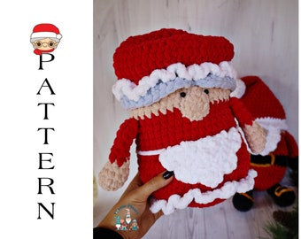 crochet Christmas Mrs. Claus gnome pattern, amigurumi plush pattern