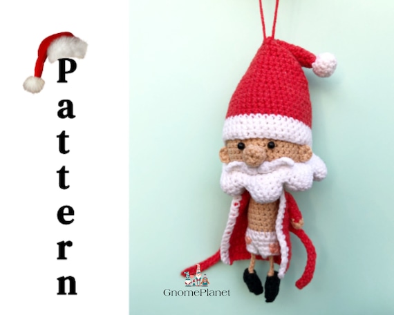 Crochet Santa ornament pattern, Christmas amigurumi pattern