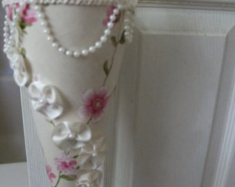 Wedding Tussie Mussie Pearl and Satin Floral Cone