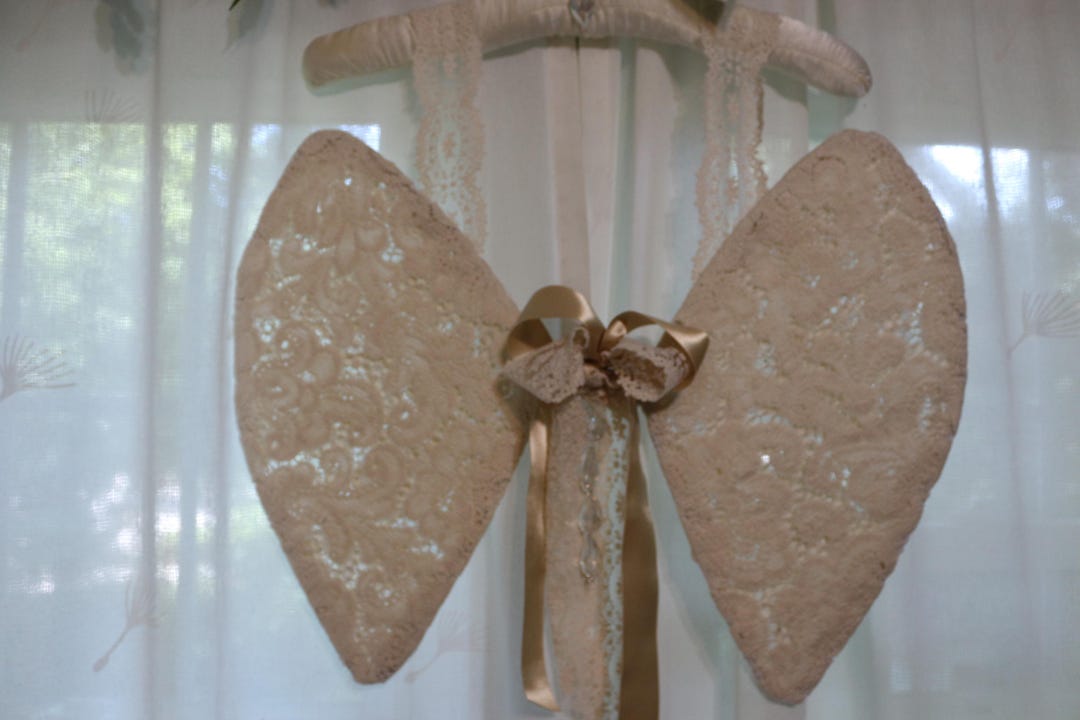 Shabby Chic Angel Wings Crystal and Lace Wall Hanging - Etsy