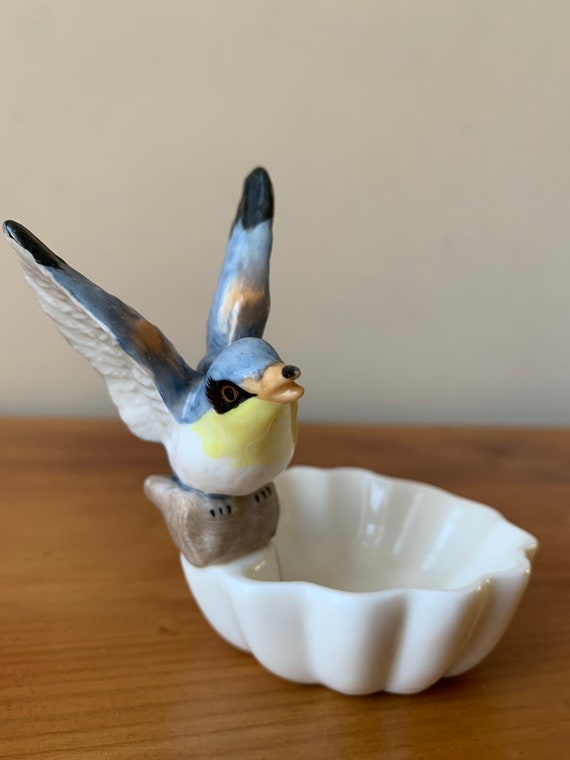 Vintage - Trinket Dish - Blue and Yellow Bird