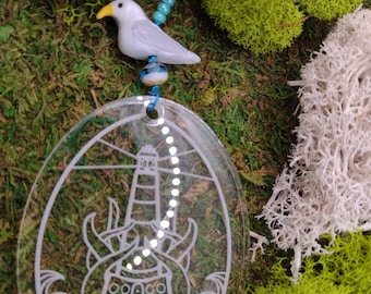 Laser Cut Lighthouse and Kraken Car Charm and Key Chain