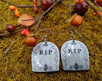 Laser Cut Acrylic Tombstone Earrings