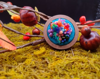 Bead Embroidered Coral Reef Brooch
