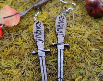 Laser Cut Wood Jim's Dagger Earrings
