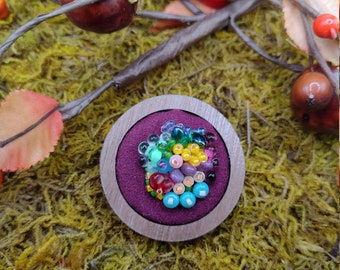 Bead Embroidered Coral Reef Brooch