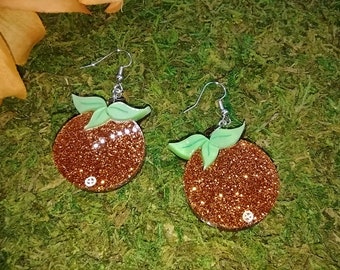 Laser Cut Acrylic Orange Fruit Earrings