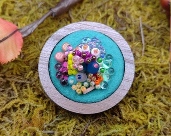 Bead Embroidered Coral Reef Brooch