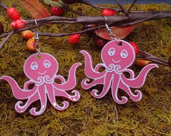 Pink Octopus Earrings