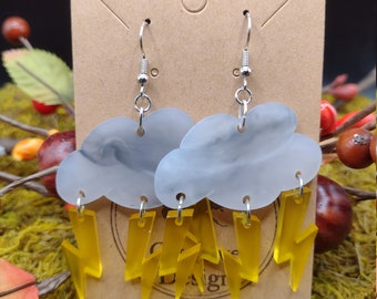 Laser Cut Acrylic Gray and Black Swirl Storm Cloud Earrings