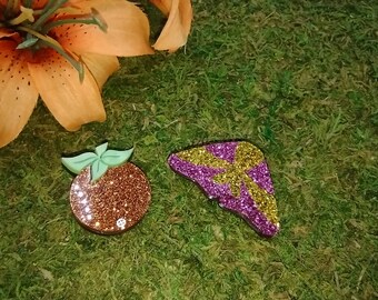 Laser Cut Acrylic Orange and Rosy Maple Moth Brooches