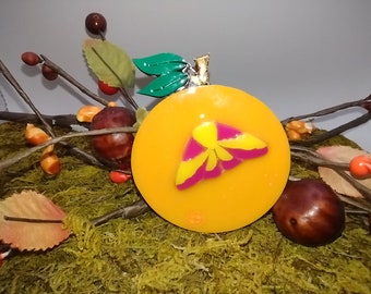 Orange and Rosy Maple Moth Brooch