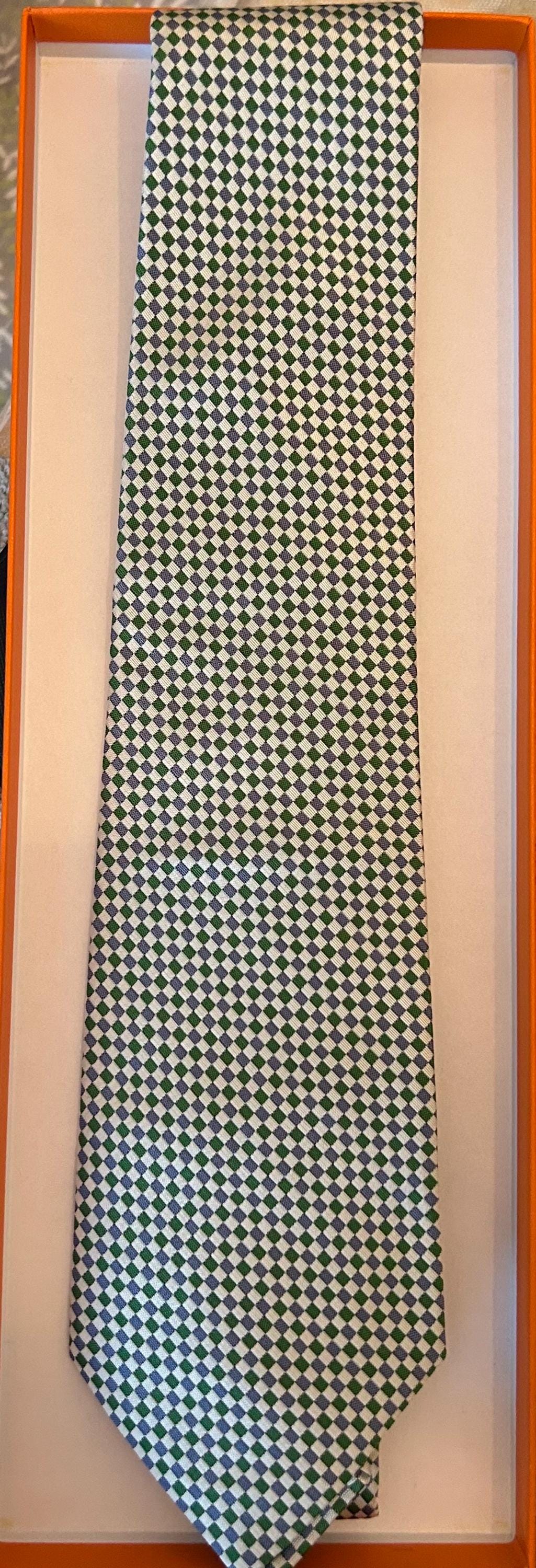 HERMES ネクタイ 758866T スクエア パターン ネクタイ 新品 タグなし