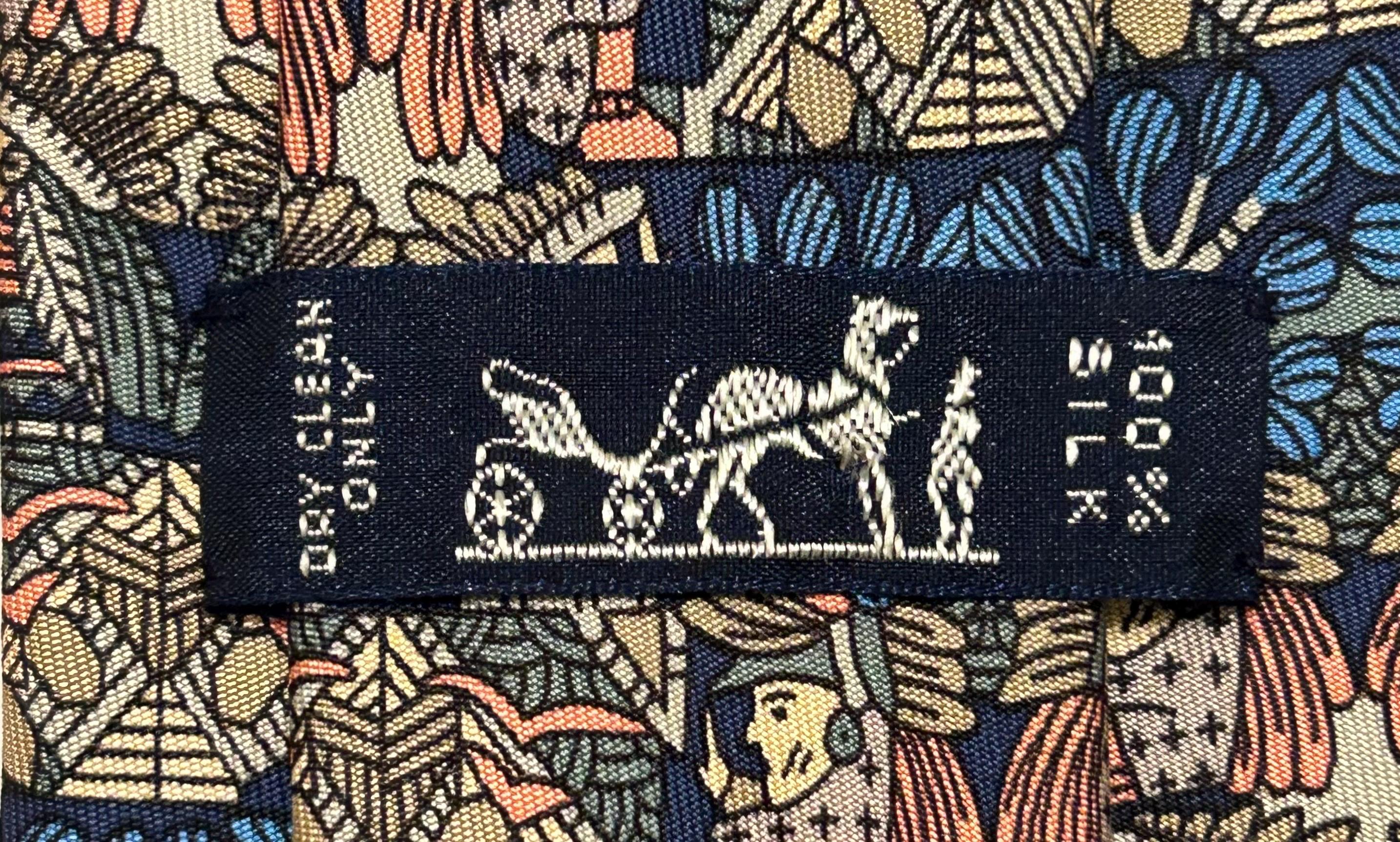 Cravate HERMÈS Vintage 100% Soie - Modèle 7403PA, Multicolore, Occasion En Très Bon état (GC BE)