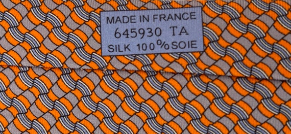 HERMES tie 645930 TA orange color 100% Silk Tie “… - image 2