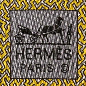 HERMES tie 606039 OA yellow “H” 100% silk tie new with tags