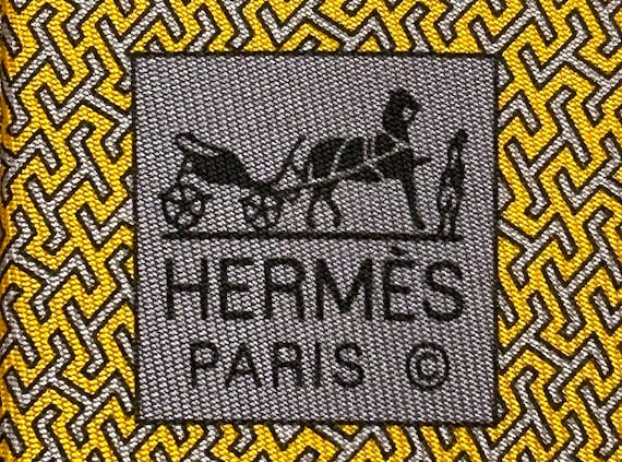 HERMES ネクタイ 606039 OA イエロー “H” 100% シルクネクタイ