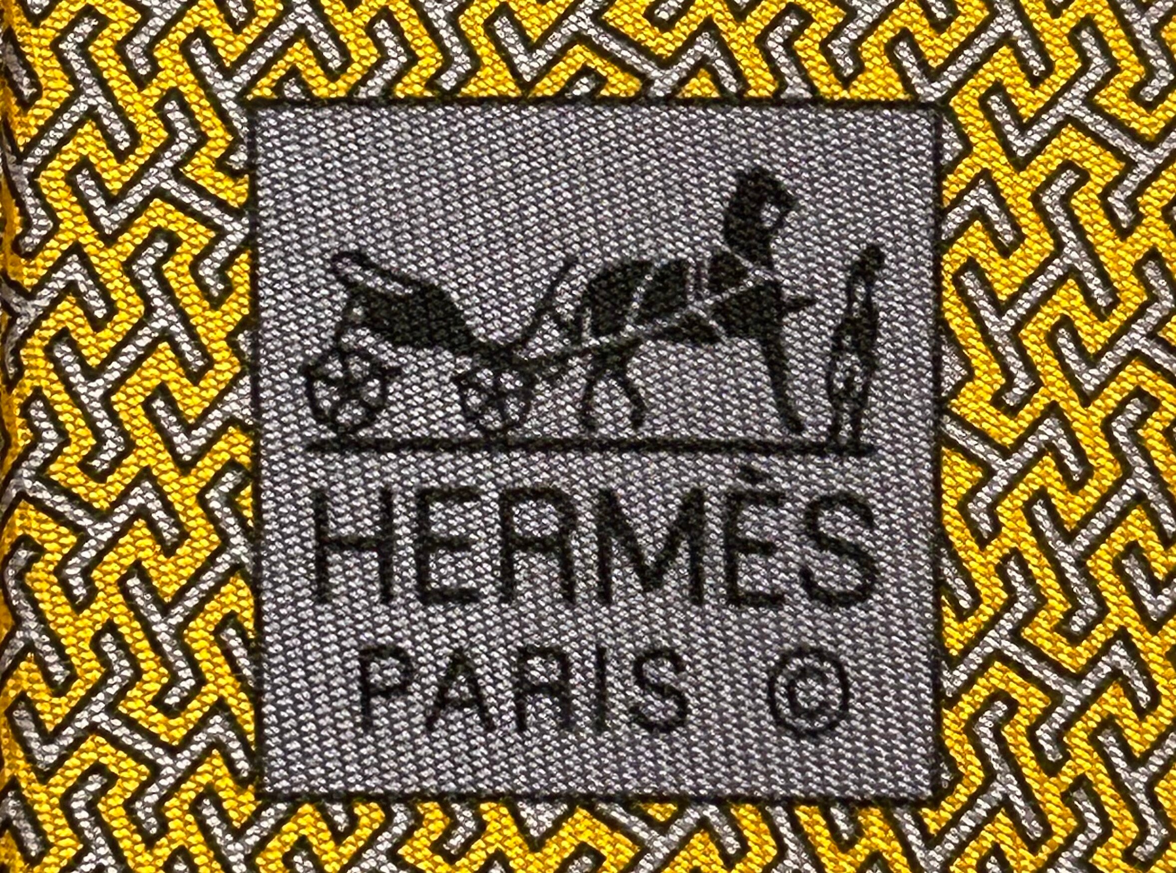 エルメスHERMES h柄　ネクタイ Hロゴ シルク 総柄 イエロー　黄色 h036321tl3-01.jpg