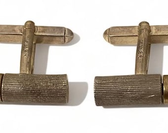 Unieke manchetknopen in kogelvorm, Engels 925 zilver, keurmerk en merk LCC, zeldzaam exemplaar.