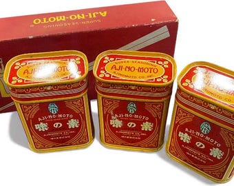 Vintage rare full tin can Ajinomoto Takeda Japan  LOT of 3 red not open