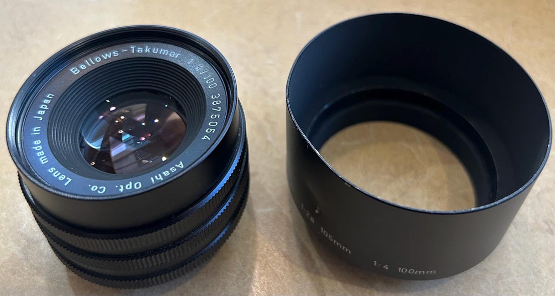 Pentax Bellows-takumar 100mm F4 W/ Hood 89% Condition