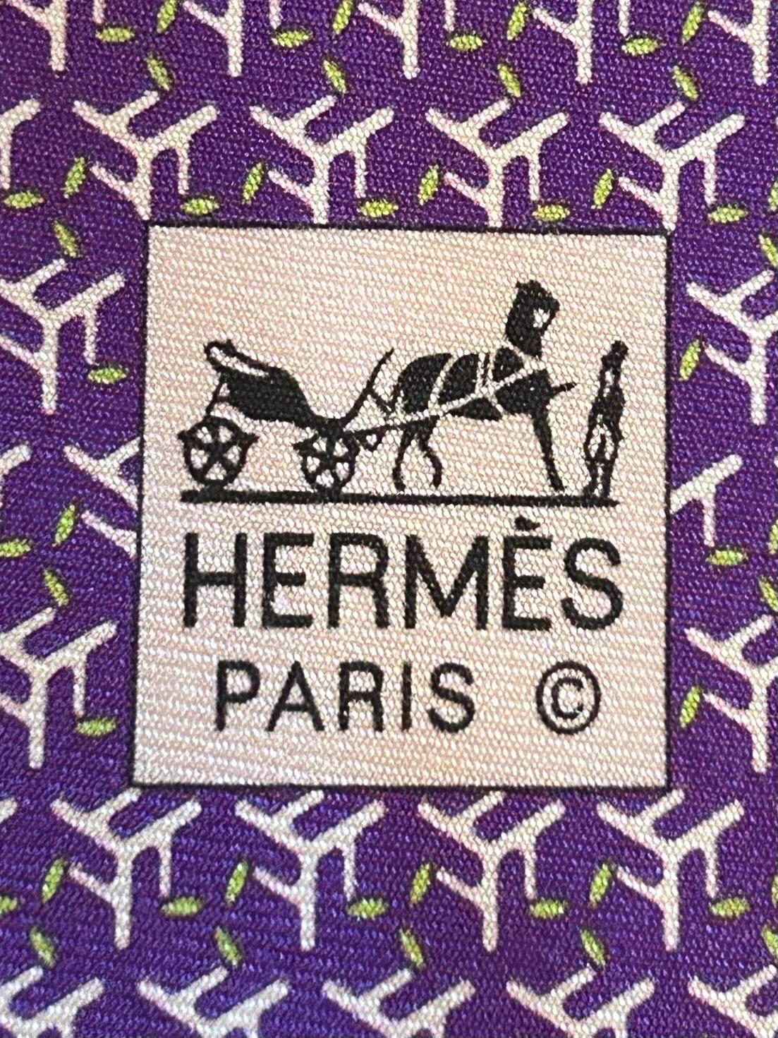 HERMES 045640 HA 幾何学模様 シルクネクタイ 新品 箱入り タグなし