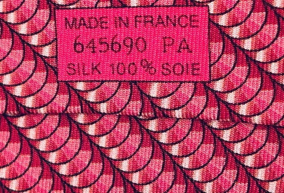 HERMES tie 645670 PA magenta “CD” 100% Silk tie n… - image 2
