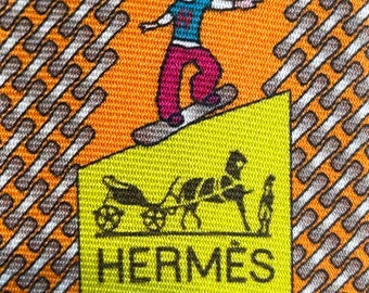 HERMES Krawatte Gelb 645733 PA “Ski Board” 100% Seide Neu in Box
