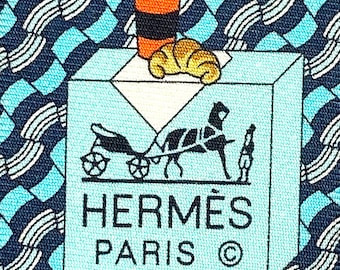 HERMES TIE 645930 TA Corbata verde claro 100% seda Estampado “Tazas de café” Nueva Pero