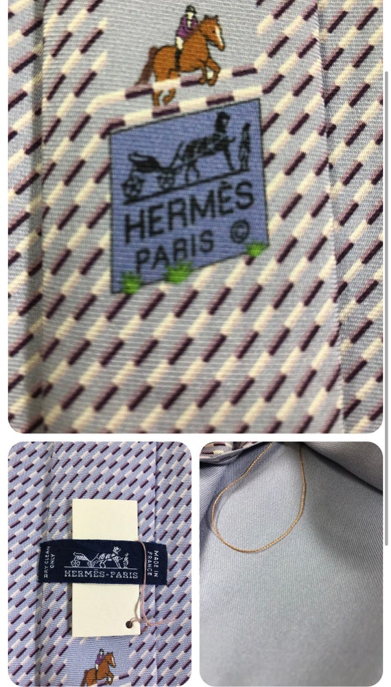 Hermes TIE 645737PA Grey 100% Silk Tie "Crescent H