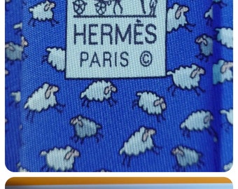 HERMES 5563 MA Blue Sheep Pattern minor staib No Tags