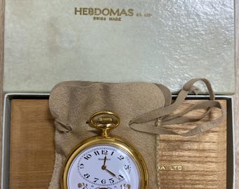 Raro orologio da tasca Hebromas con 8 giorni di carica, nuovo nella sua scatola originale?