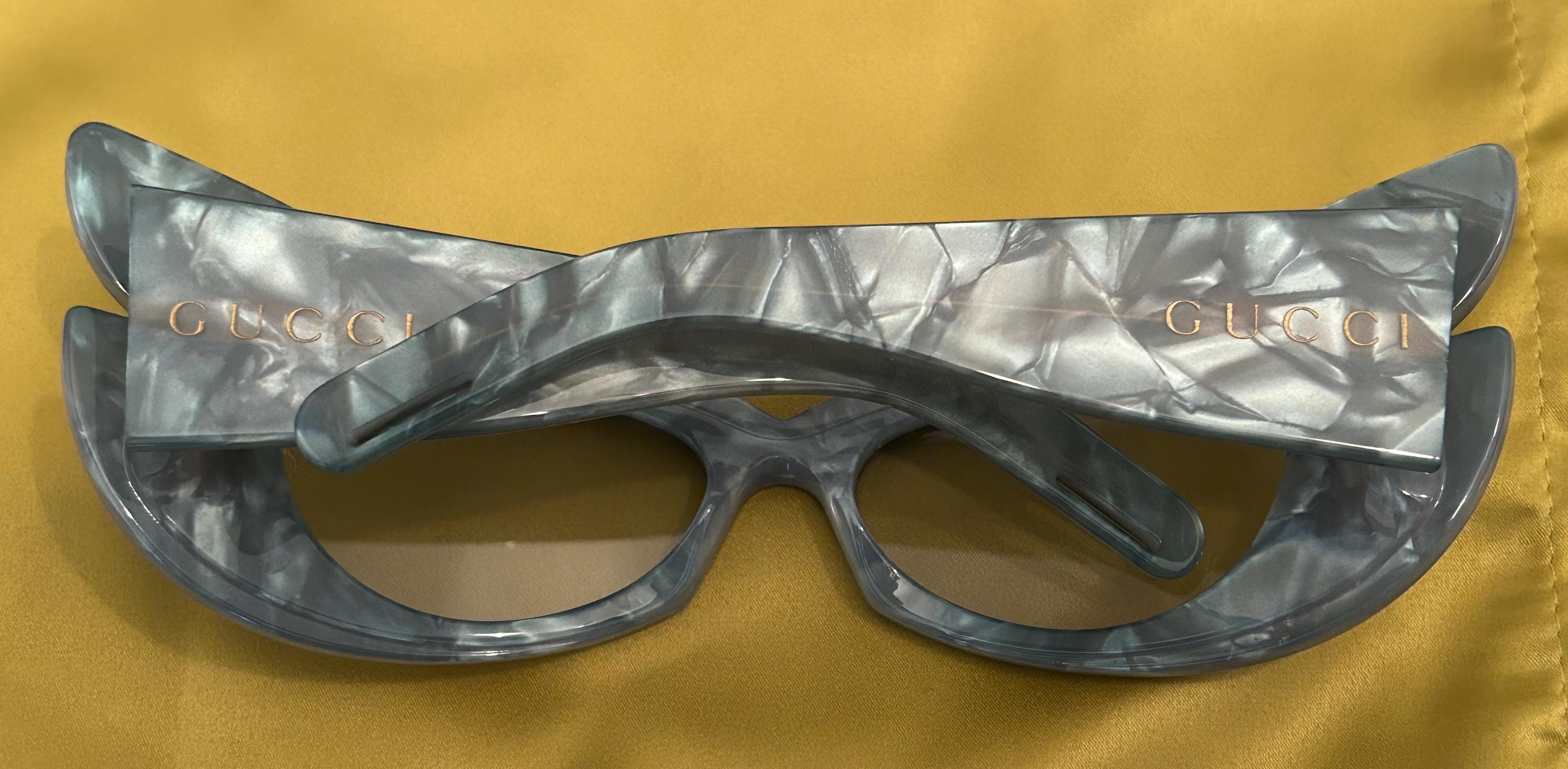 GUCCI Hollywood Forever 0710 Blue Pearl Green Wing Mask 