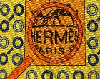HERMES 645754 HA Yellow “Search” 100% Silk tie Used