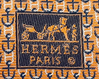 HERMES TIE 6455820 T Oranje “Anker” 100% Zijden stropdas nieuw in doos zonder kaartjes