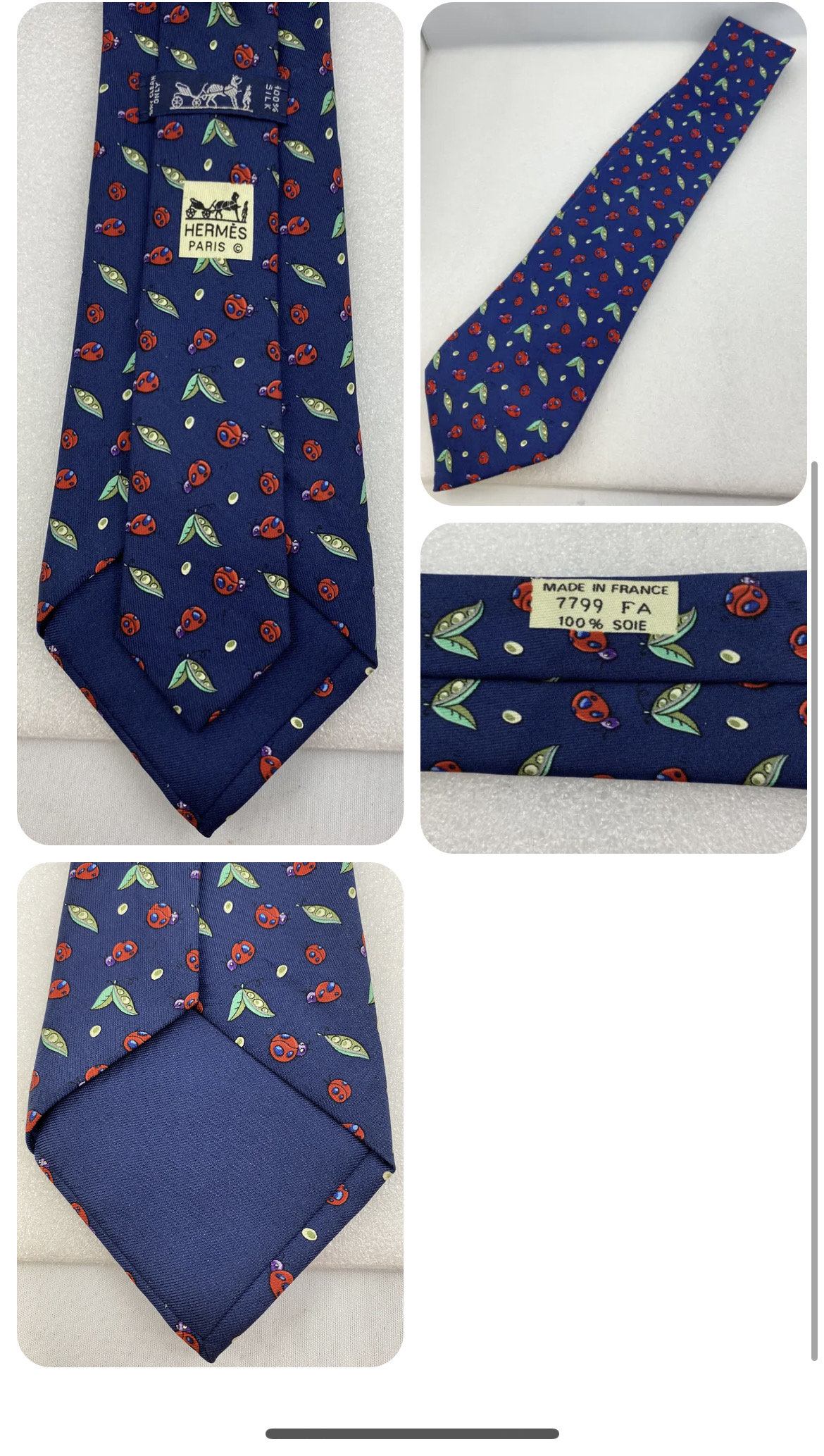 エルメス HERMES ネクタイ　虫•豆柄 エルメス HERMES ネクタイ 虫•豆柄