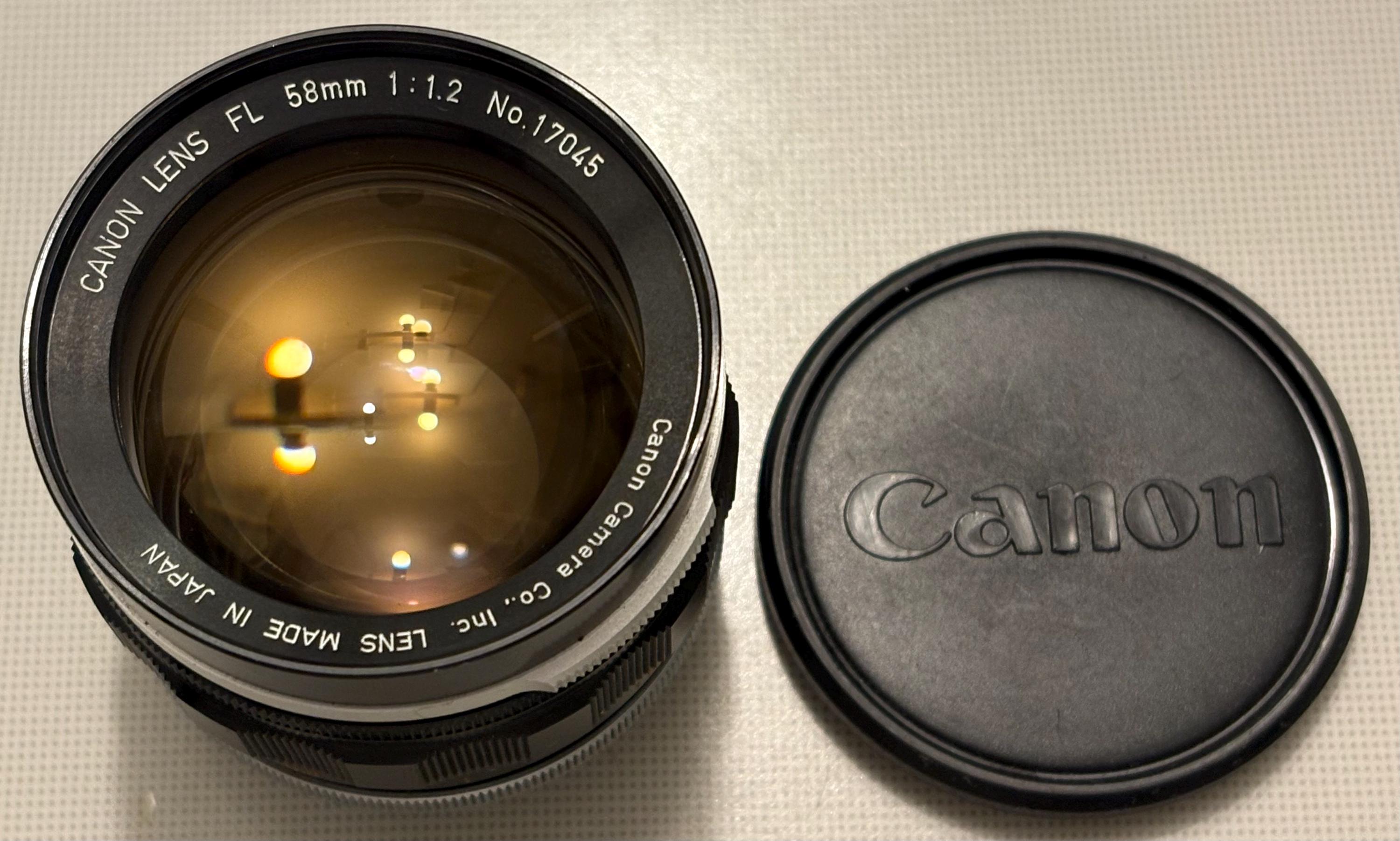 Canon FL 58mm F1.2 単焦点レンズ FL/FDマウント Canon FL 58 mm f/1.2 レンズ FL FD マウント 92% の状態、黄ばみなし