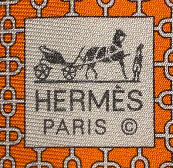 HERMÈS シルクネクタイ オレンジ×ホワイト HERMES エルメス ネクタイ H
