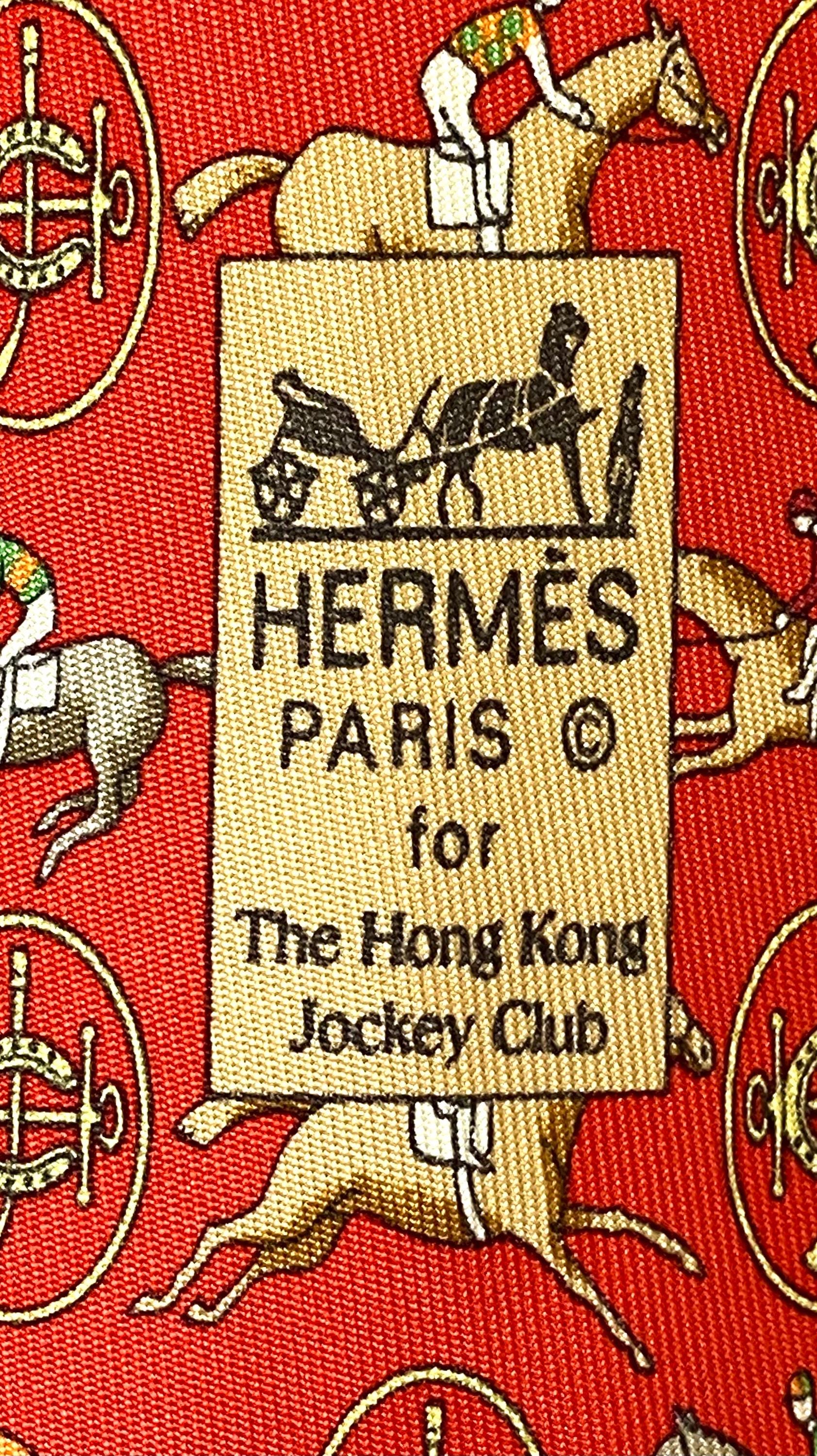 Hermes 7722 OA Hong Kong Jockey Club 100% Silk Tie Light Used