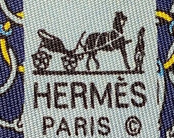 Hermes stropdas 7589 SA 100% zijde blauwe stropdas Nieuw zonder labels