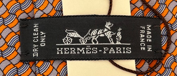 HERMES tie 645930 TA orange color 100% Silk Tie “… - image 3