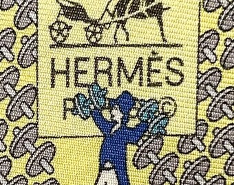 Hermes 645871 SA Gelbe „Kinderspielzeug“-Krawatte aus 100 % Seide, neu im Karton ohne Etikett