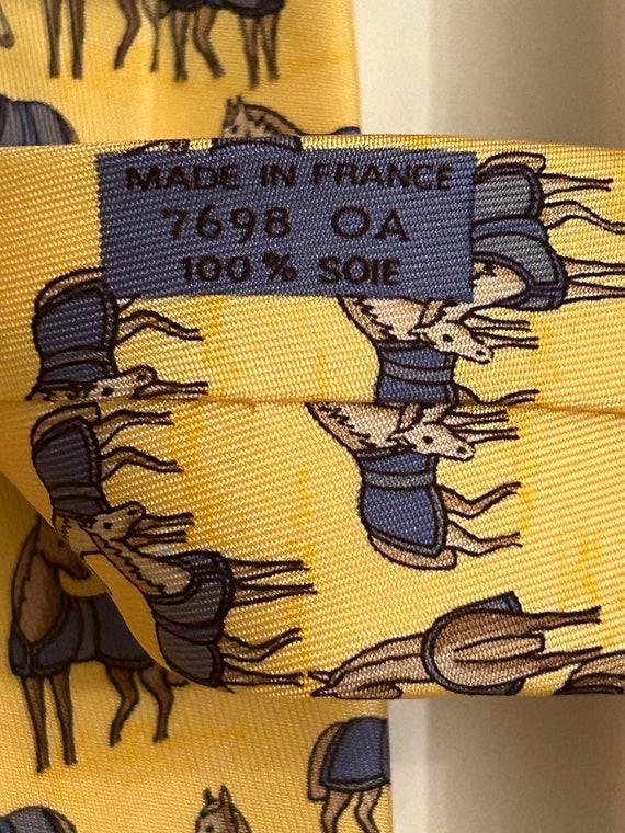 HERMES 7698 OA yellow horse Tie Brand New with Ta… - image 3