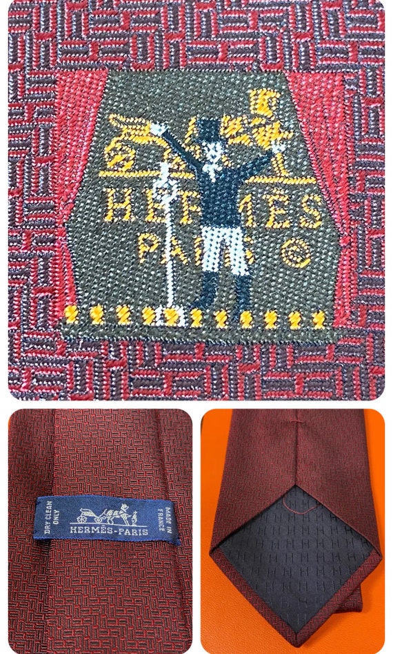 HERMES TIE 429139T Burgundy Color 100% Silk Tie "H