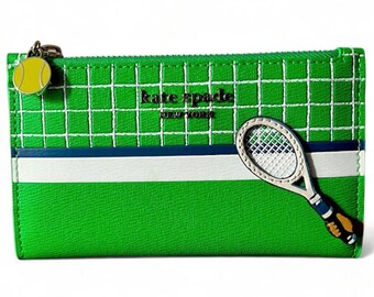 Kate Spade New York Slim Green Wallet Tennis Zip Coin ID Demo (geen label of doos)