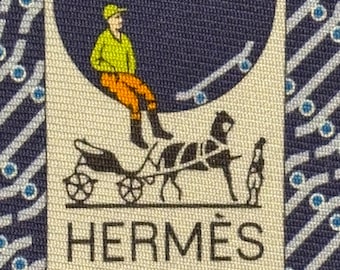 HERMES 646156 UA Blue Violet “Skateboard” 100% Silk tie new in box without tags